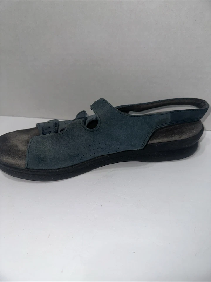 Sandalias SAS Trio II con cordones para mujer 10,5 N correas con hebilla de cuero azul punta abierta Foto 3 de 4