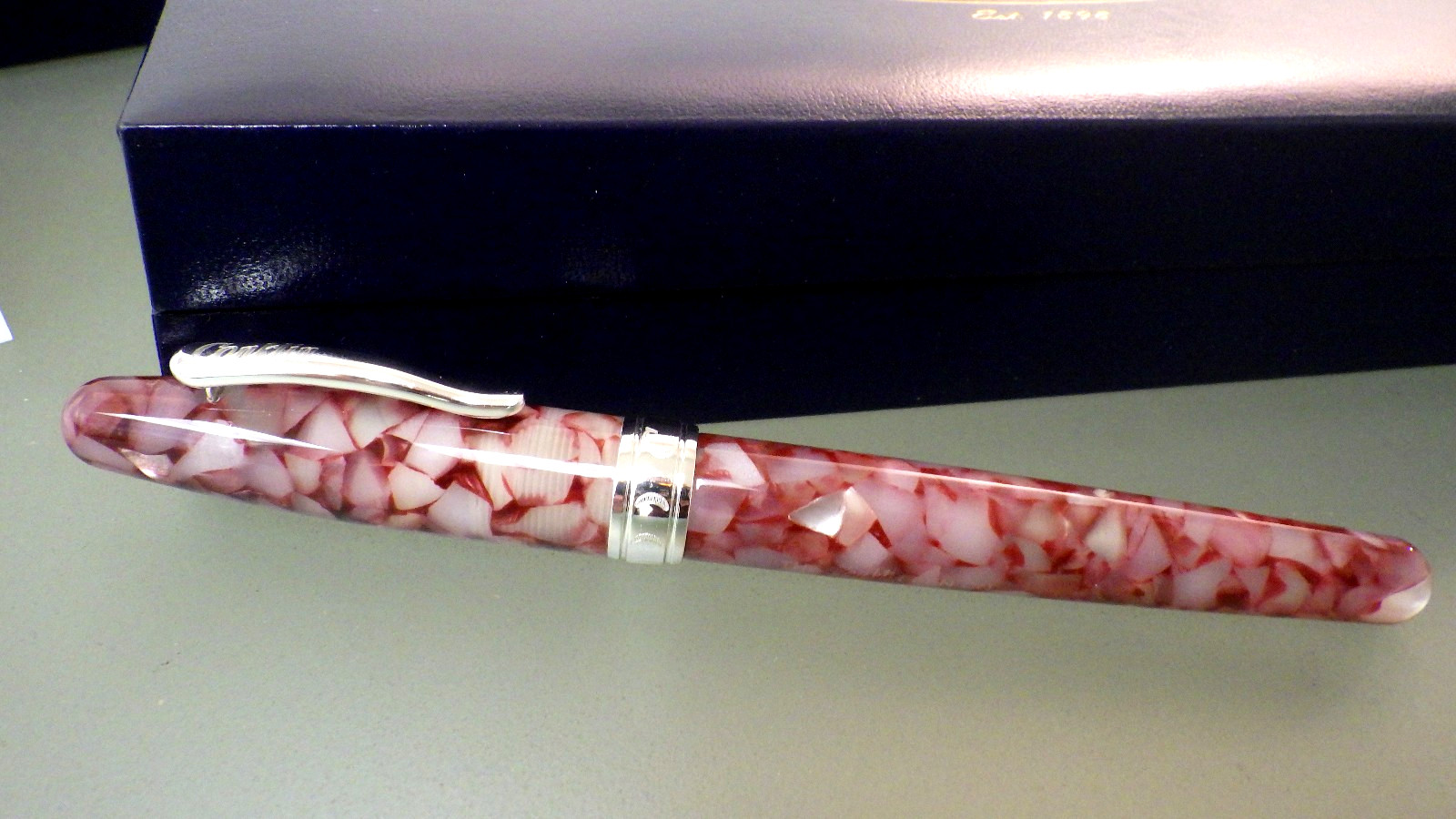 Vtg Conklin CUSHION POINT Cherry Crushed Ice Hooded Nib Fountain Pen in Box New?