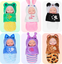6 Pack Mini Baby Dolls - 4 Inch Animal with Sleeping Bag Theme Lifelike Baby Dol