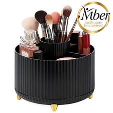 Mber Makeup Brush Holder, 5 Slots Makeup Vanity Cosmetic Organizer 360 Rotating