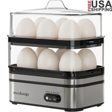 Stackable Egg Cooker Multi Function Boiled Poached Scrambled Easy Clean Gadget