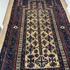 Antique Belouch Prayer Rug With Geometric Tribal Design 3 FT X 5.2 FT