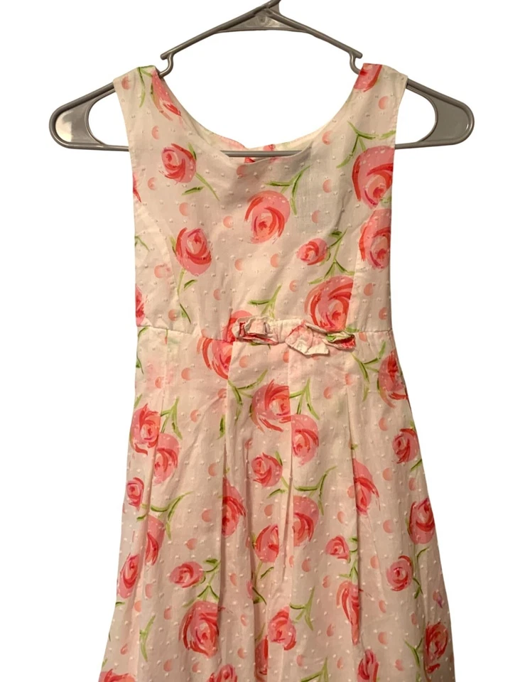 Vestido Vintage Y2K George Meninas Tamanho 14 Branco Rosa Floral Fit & Flare Manga Vestida - Imagem 2 de 4