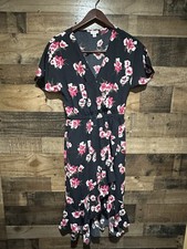 J. Crew Women’s Dress Blue Floral Midi Dress Pink White Flowers XXS