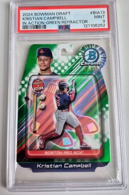 #ad #ad 2024 Bowman Draft Kristian Campbell In Action Green Refractor # 99 PSA 9 MINT $50.00