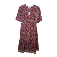 Madewell Pintucked Puff Sleeve Floral Midi Dress US Women's P6