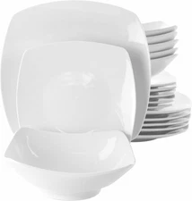 Elama White Porcelain Dish Dinnerware Set, 18 Piece, Newman