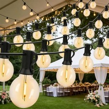 400FT Outdoor Festoon String Lights Mains Powered LED Bulbs Garden Wedding Party