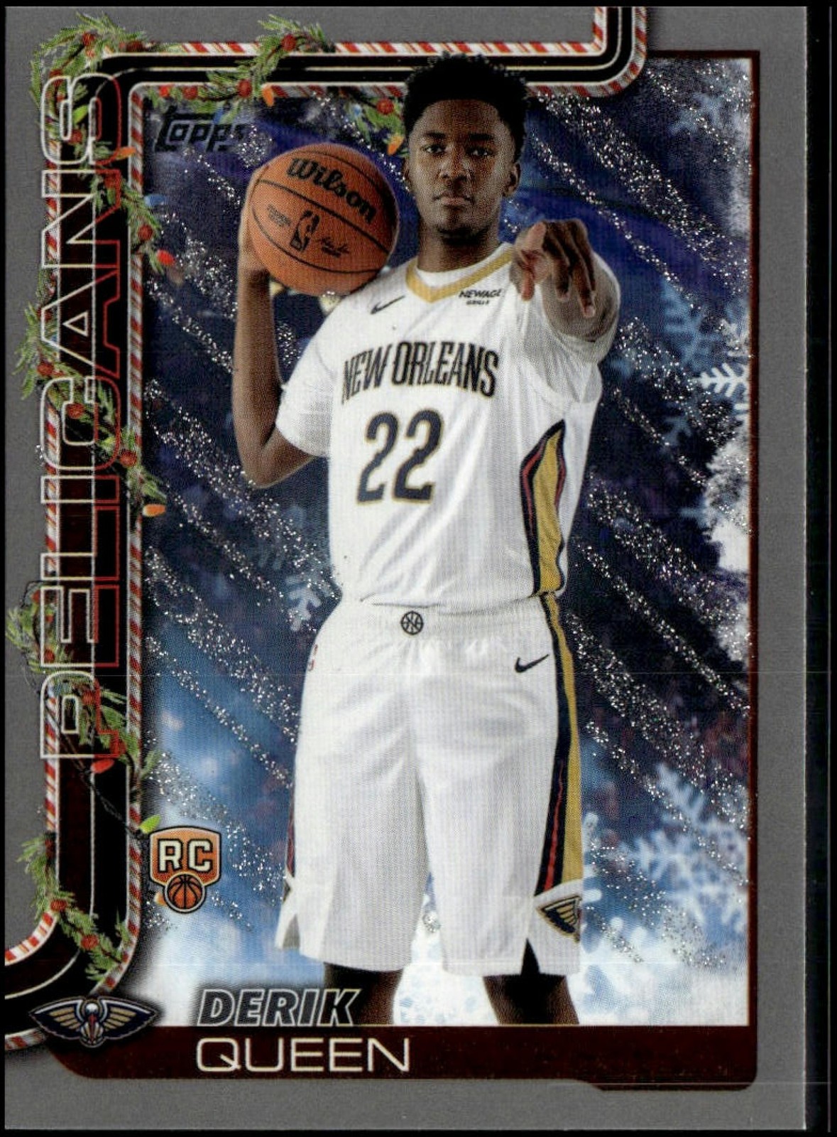 2025 Topps Holiday Derik Queen Glitter #H173 RC Pelicans