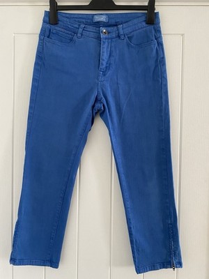 Toast Electric Blue Quality Cotton Ankle Zips Stretchy Cropped Jeans Size 10 VGC