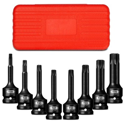 8-Pieces 1/2'' Drive Impact Torx Bit Socket Set, T30 T40 T45 T47 T50 T55 T60 T...