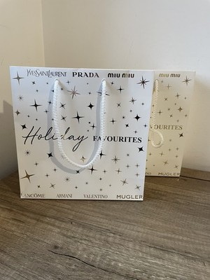 2 WEIHNACHTEN LUXUS GOLD FOLIE GESCHENKTÜTE YSL MIU MIU PRADA ARMANI VALENTINO MUGLER