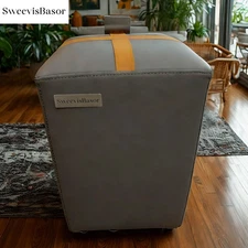 SweevisBasor Ottoman Foot Rest Comfortable Square Leather Woven Design Stool