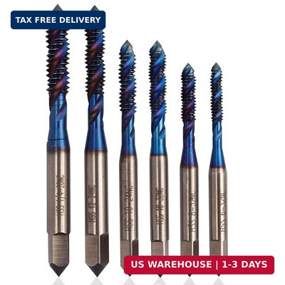 Yakamoz Spiral Flute Tap Set - 6Pcs SAE Tap Set Machine Tap Bits Screw Thread Ta