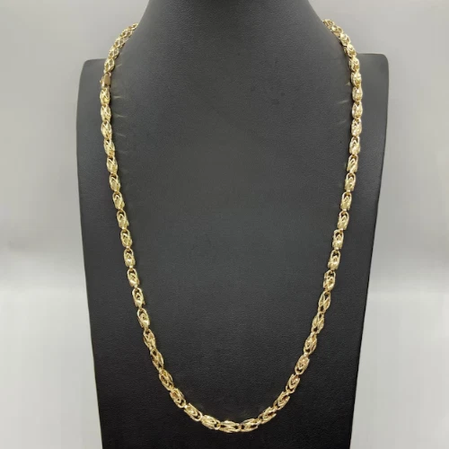 Men's 30in Yellow Gold Plated Turkish Rope Chain – 6mm Wide, 14k Gold Plate, Lobster Claw Closure