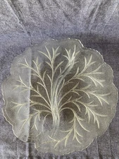 Vintage Indiana Glass Pebble Leaf Divided Relish Dish 10" Tree Pattern