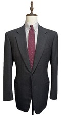 GIORGIO ARMANI 42 44R FULL CANVAS Sport Coat Blazer Black Herringbone Wool Italy