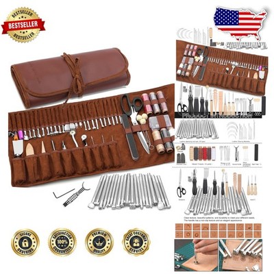 Professional Leather Working Tools 72pc Kit - High-Quality Carving & Sewing