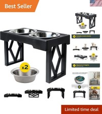 Adjustable Raised Dog Bowl Stand - 4 Bowl Set for Large, Medium, and Small Pets