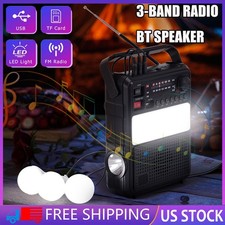 Solar Rechargeable Radio W/ Bluetooth Speaker Led Lights AM/FM/SW 3-Band Radio