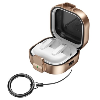 For Samsung Galaxy Buds 4/4Pro Rugged Clear Switch Lock Case w/ Metal Carabiner