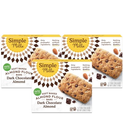 Simple Mills Almond Flour Snack Bars Dark Chocolate Almond - Gluten Free Made...