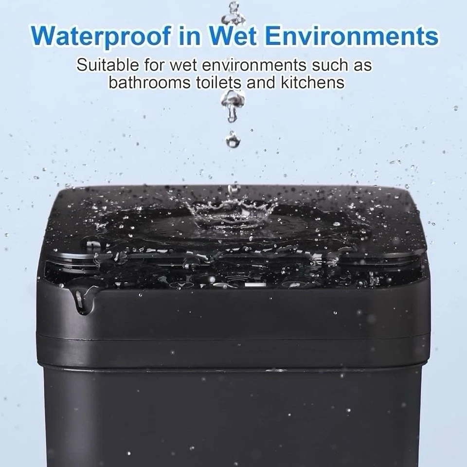 Papelera de baño con tapa, paquete de 2 2,2 galones automático sin contacto... Foto 3 de 4