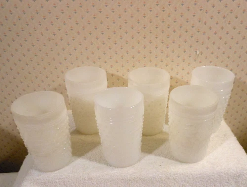 Vintage Anchor Hocking Milk Glass White Hobnail Tumblers 8 ounces  Set of 6