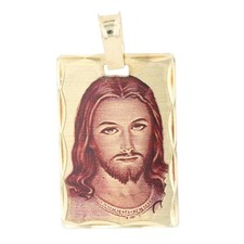 1" Religious Jesus Christ Portrait Pendant w/o Chain 14k Yellow Gold 2.39 Grams