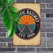 Southern Pacific Railroad Engine Locomotive Train Station Metal Sign 8x12