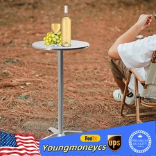 Sliver Adjustable Height Pub Bar Cocktail Table 360 Swivel Round W/Flip-up Table