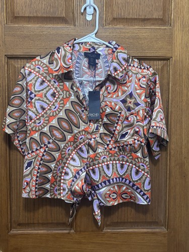RACHEL Rachel Roy Label Multi-Color Paisley Print Blouse. Sz S