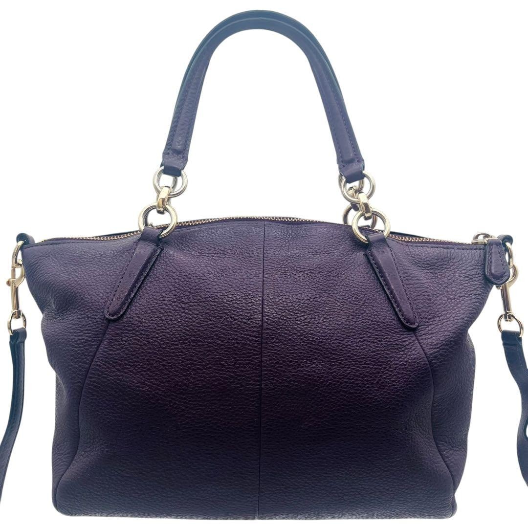 Coach 2Way Tote Bag Leather Purple Authentic G01081122 thumbnail 3