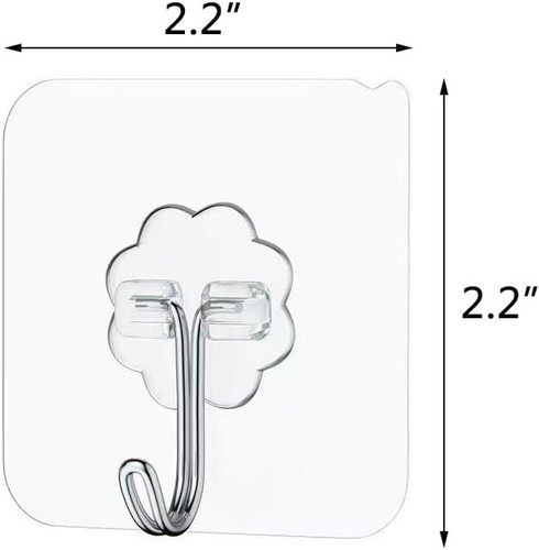 Adhesive Hooks for Hanging, 50PCS Heavy Duty Self Transparent Color - Picture 2 of 7