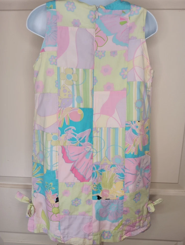 Corky's Kids Patchwork Shift Dress Size 6X Pink Green Blue Butterflies Ladybugs - Image 2 of 4