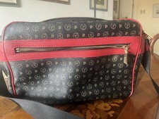 Pollini borsa a tracolla pelle nero/rosso monogramma con zip