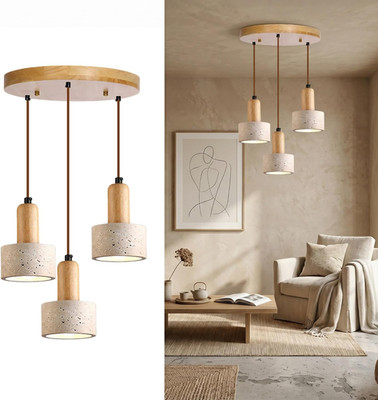 Wabi Sabi Pendant Light, Japandi Cylinder Light Fixture, Natural Stone Pendant L