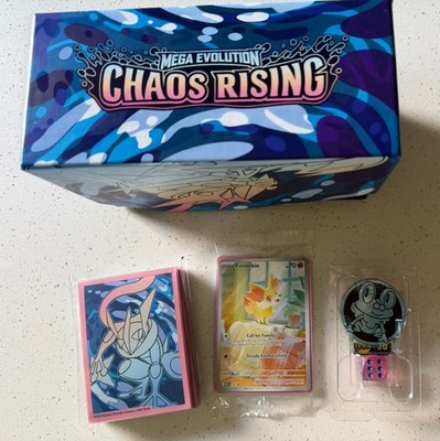 Pokémon Chaos Rising ETB Box w/ Fennekin 80 Promo Card/Dividers New Coin/Dice