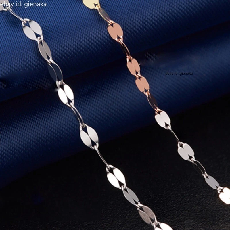 Collar de eslabones de cadena de labio beso Au750 puro oro amarillo sólido de 18 quilates para mujer de 17,7 pulgadas Foto 2 de 4