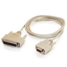 C2G 03019 DB25 Male to DB9 Female Serial RS232 Null Modem 6 Feet, Beige