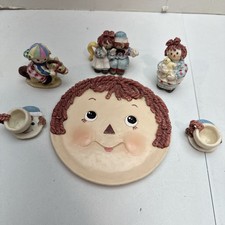 Vtg Raggedy Ann  Andy 1994 Popular Imports Miniature Resin Tea Set USA