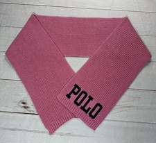 Polo Ralph Lauren Big Girls Scarf Pink ONE SIZE 4-7 Cotton Black POLO Script