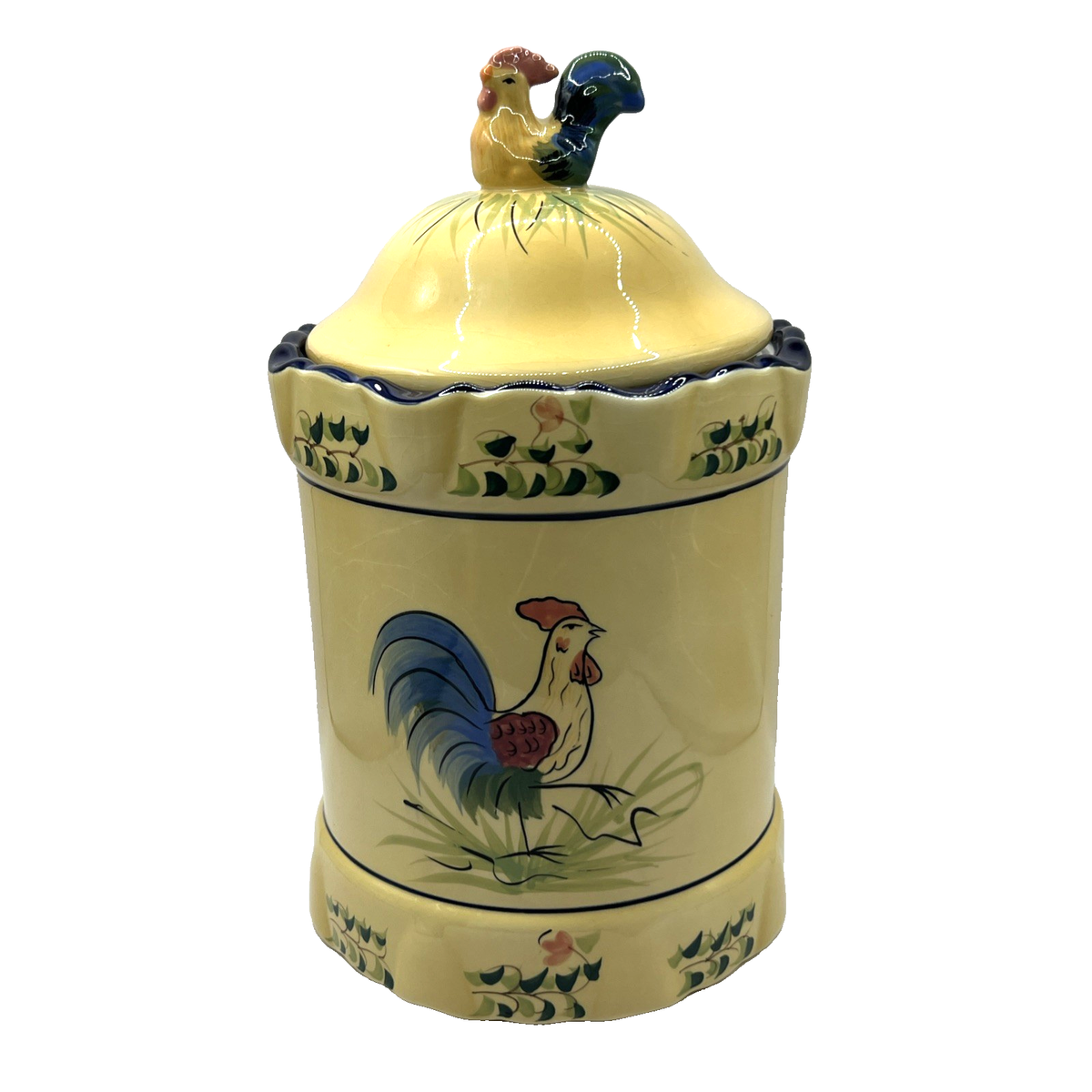 Vintage Cracker Barrel Rooster Canister Set of 3 w/ Lid Yellow 