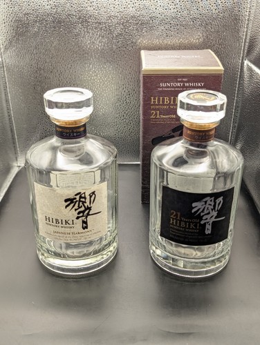 Suntory Hibiki 21 Years & Hibiki Harmony 750ml Empty Japanese Whisky Bottle