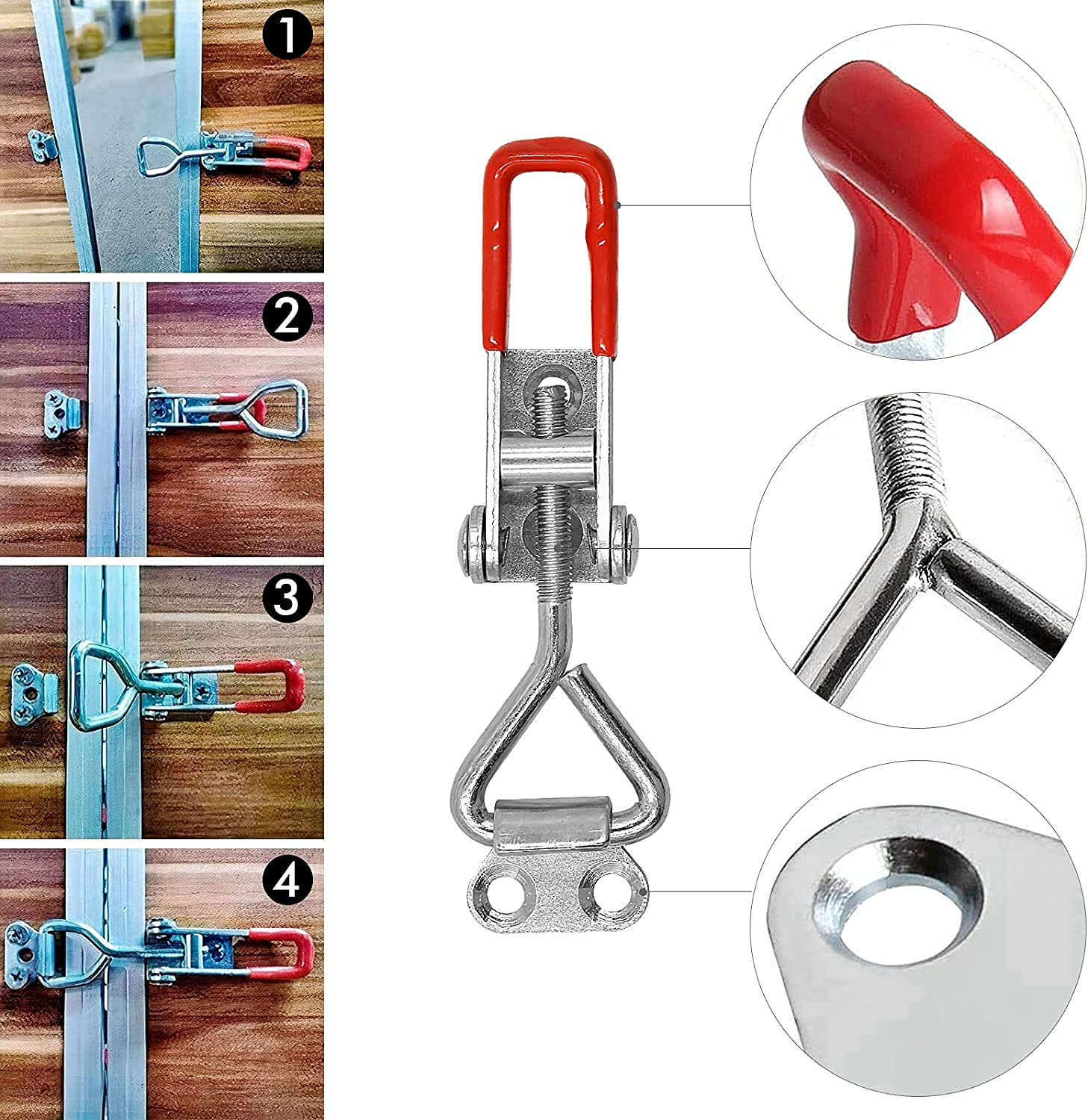 2PC 304 Stainless Steel Adjustable Lever Handle Lock Hasp Cabinet Box Latches...