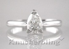 Diamond Solitaire Pear Shape Ring 0.50ct Certified D IF VG Platinum Engagement