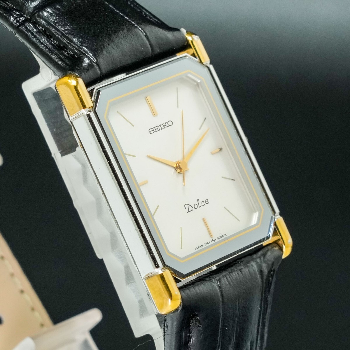 Vintage SEIKO Pair Watch Tank Dolce Exceline 7741-5050 1221-5820