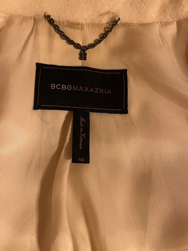 BCBG Maxazria Chaqueta Flutter Peplum Crema Informal Invierno Abrigo de Lana Talla XS Mujer Foto 4 de 4