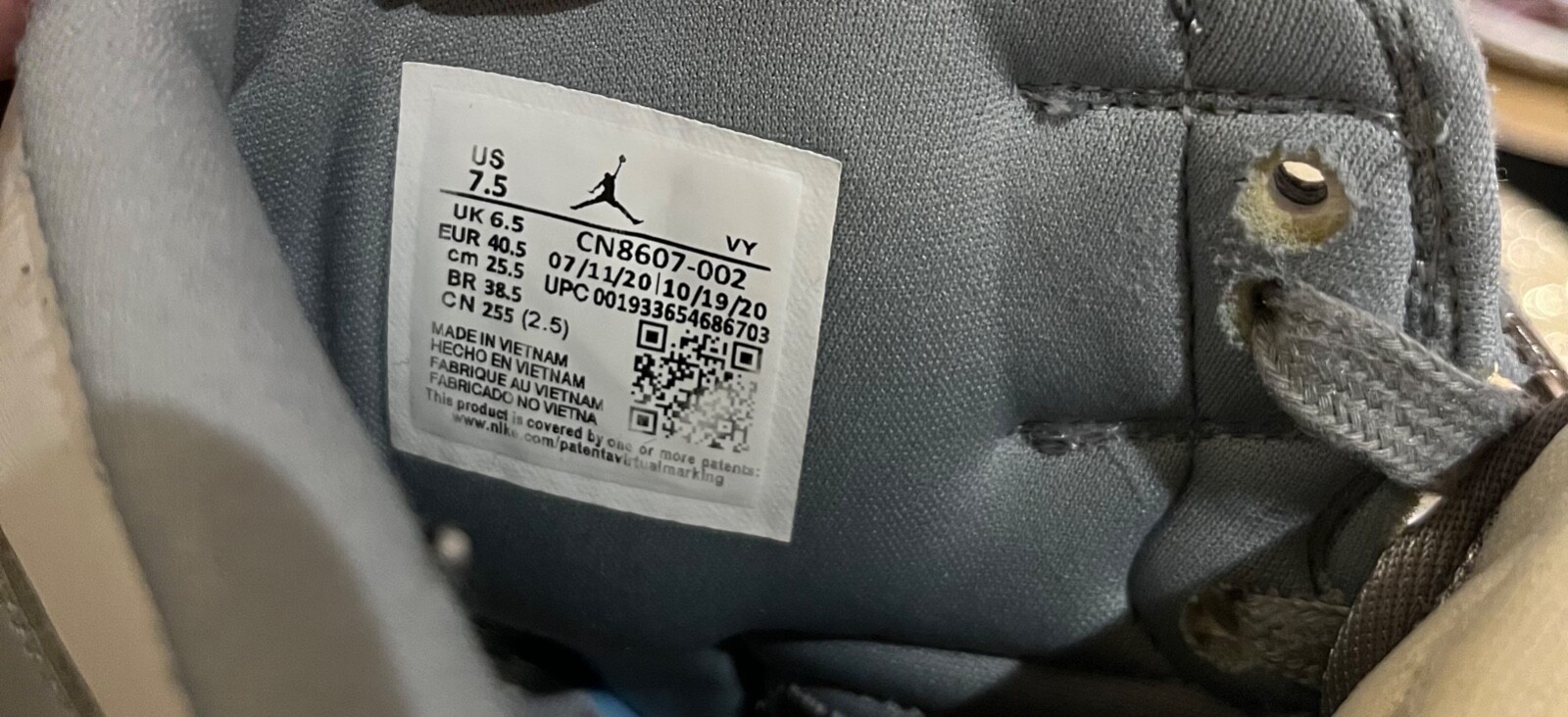 nike x dior air jordan 1 size 6,5 uk 7,5 us With defects image 8