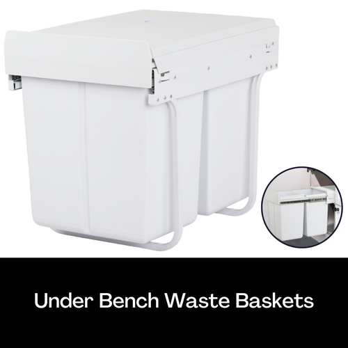 2 X Pull Out Kitchen Bin Twin Under Bench Sink Sliding Dual Waste Basket 20L AU - Picture 11 of 13